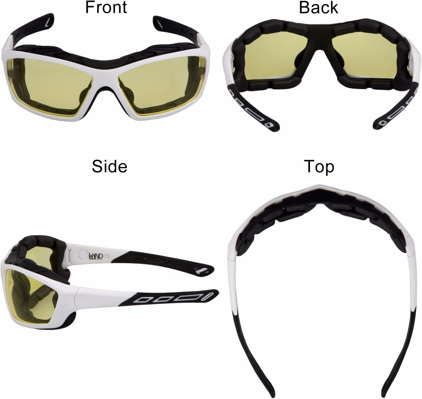 WYND Blocker Motorcycle Riding Glasses Extreme Sports Wrap Sunglasses (White/Yellow) - Image 2