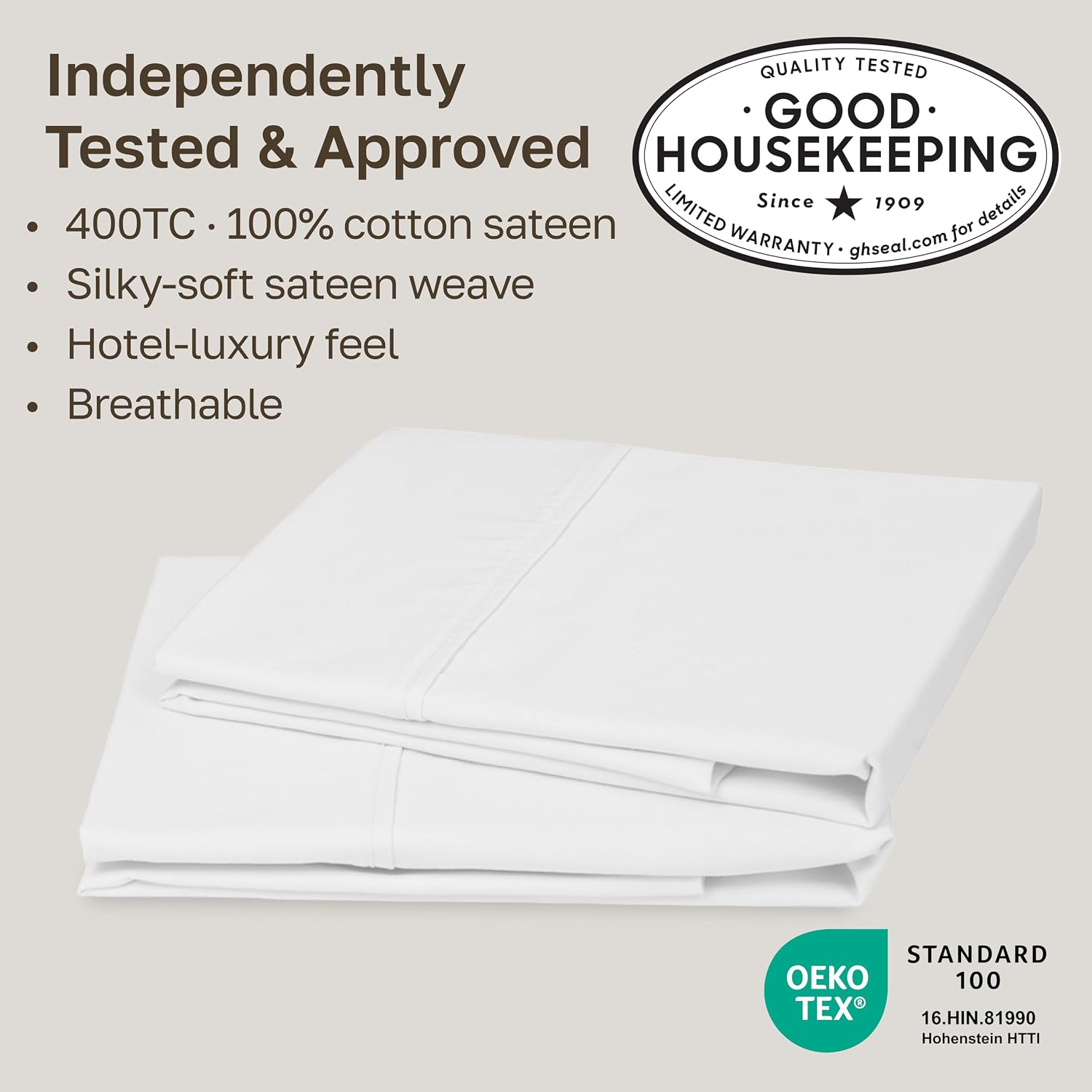 california design den king size pillowcase set - 400 thread count, 100% cotton sateen, set of 2 pillow covers, soft and breathable - antique white king 03 - white antique