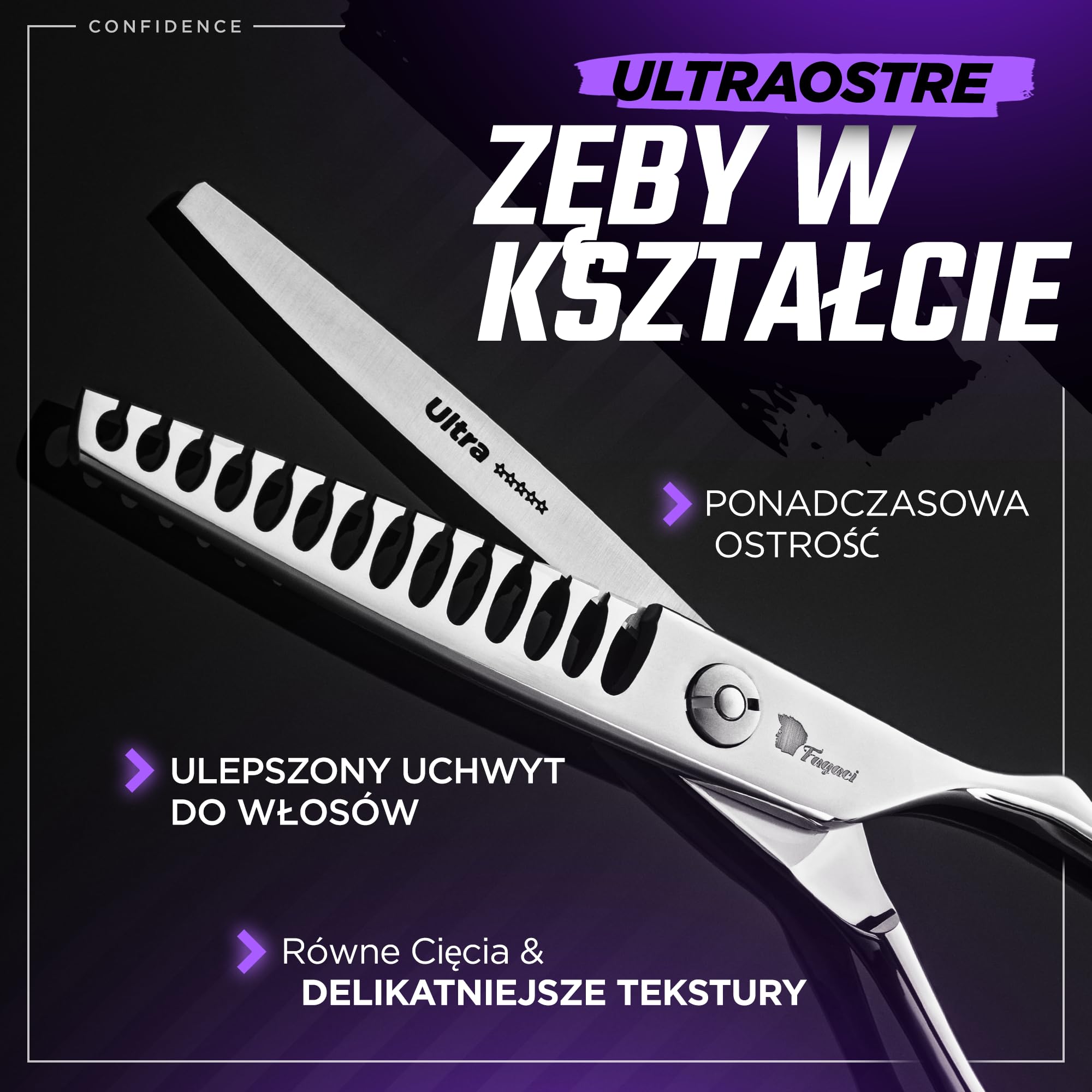 Fagaci Ultra Nożyce Trymujące 6″, Stal 440C, Podwójna Szybkość | Innowacyjne ząbki w kształcie T, Redukcja objętości włosów nawet o 50%, Wielostopniowe ostrzenie krawędzi, 2x szybsze cięcie