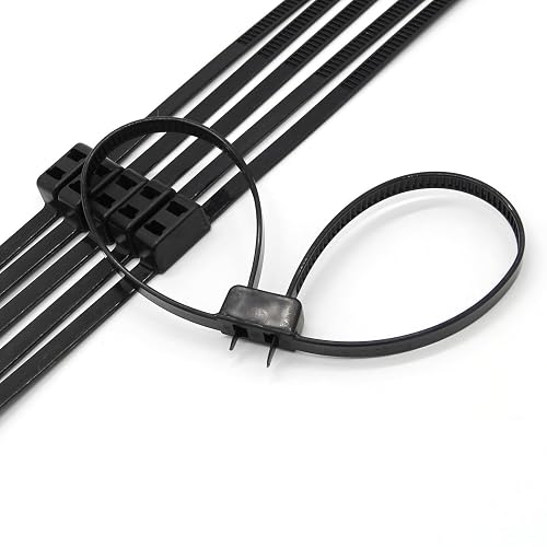 Tuokay Black Nylon Zip Ties, Set of 10pcs Cable Ties, 69CM*1.1CM Size, Tensile Strength 90KG, Double Locking Handcuffs Push Mount Cable Ties