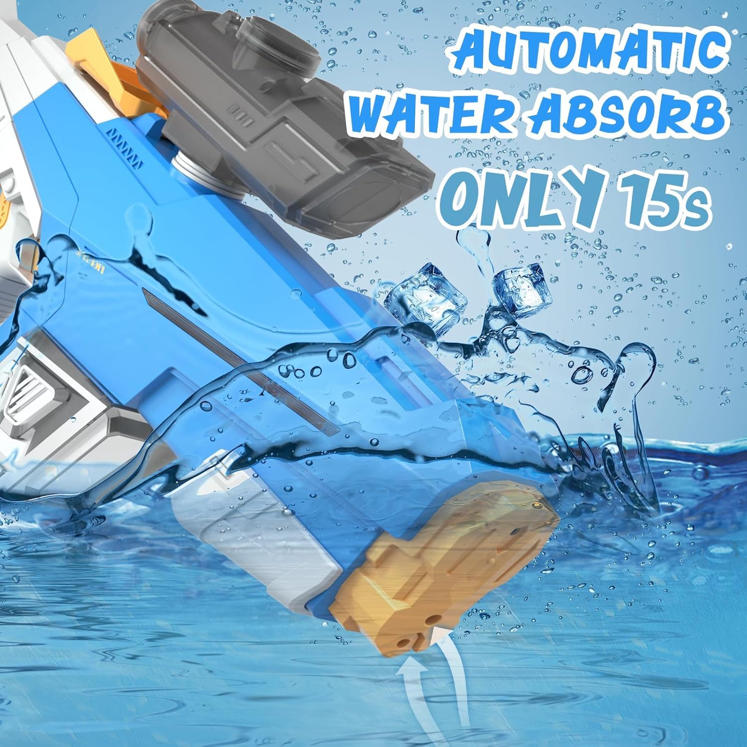 Aohcae Wasserpistole Elektrisch,Automatische Wasserpistole für Kinder und Erwachsene, 8-10 M Großer Reichweite Wasserpistole Spielzeug, Sommerspielzeug für Pool Garten Strand (Blau)
