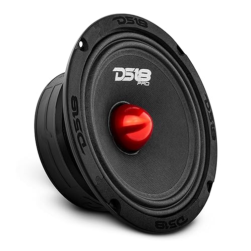 Altavoz DS18 PRO-GM6B, 6.5 pulgadas, rango medio, bala de aluminio roja, 480 W como máximo, 140 W RMS, 8 ohmios, altavoces de puerta con audio de primera calidad para sistema de sonido estéreo de automóvil o camión (1 altavoz)