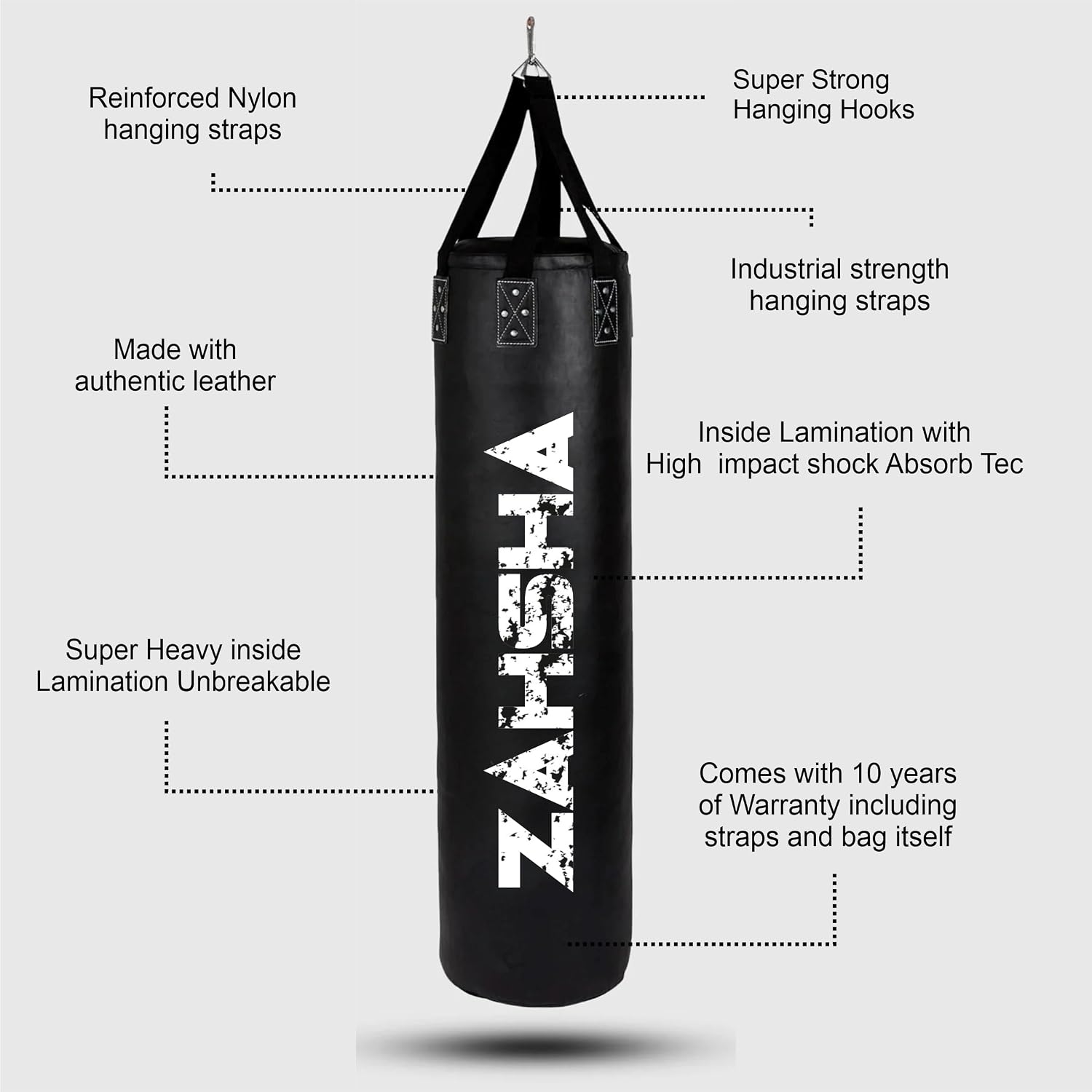 PU Leather Punching Bag Unfilled, with Nylon Strap