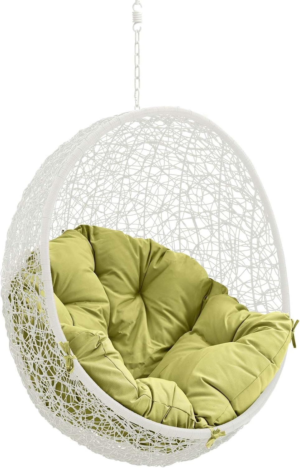 Modway Hide Wicker Rattan Outdoor Patio Swing Chair with Hanging Steel Chain in White Peridot