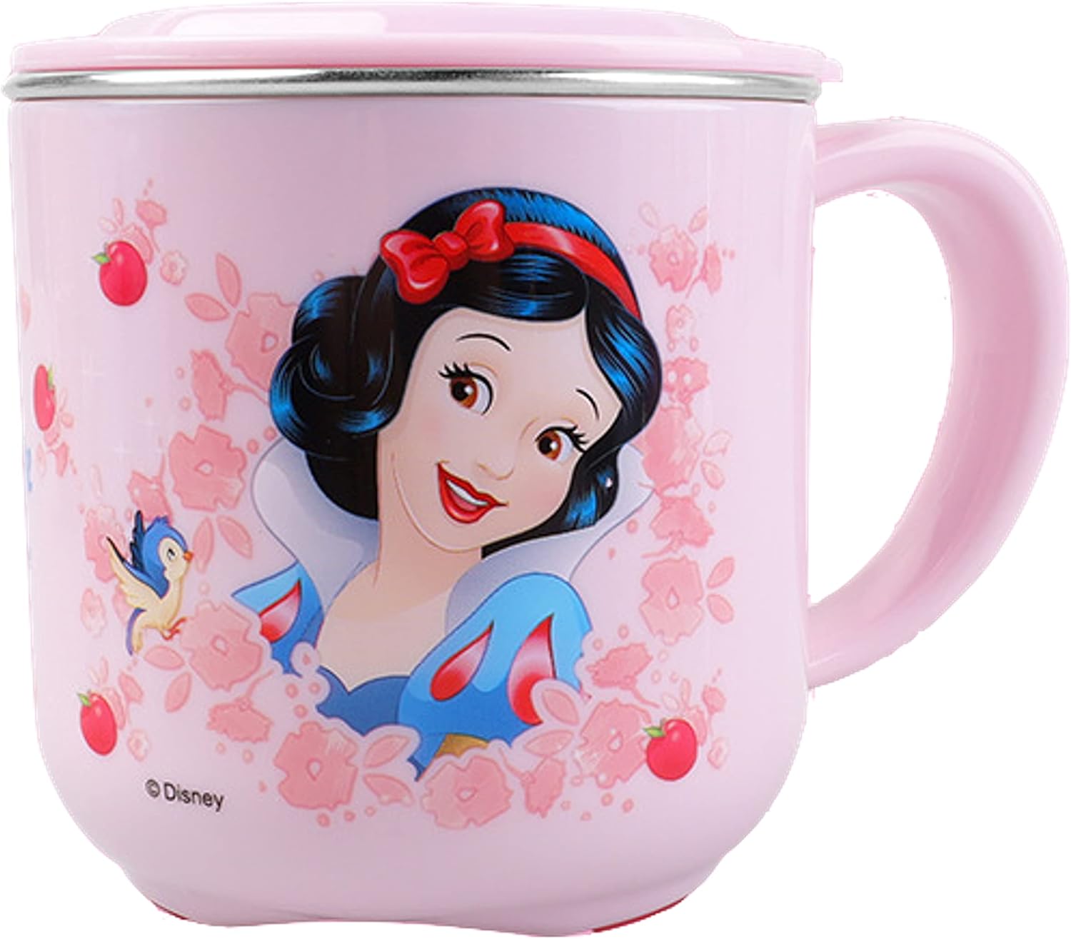 Everyday Delights Disney Princess Snow White Durable ABS Stainless Steel Cup with Lid, 250ml Pink