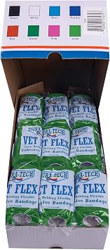 Dura-Tech Vet Flex Green Bandage First Aid Wrap | for Horses, Dogs and Others | Self-Adhesive Cohesive Tape | 4 Wide and 5 Yards of Length | Package of 18 Rolls