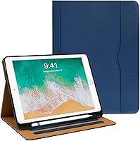 Vista 11 de Fundas para iPad de 6ª generación 2018/2017, iPad Air 2 2014, iPad Air 2013, iPad Pro 9.7 pulgadas 2016 con soporte para lápices, funda de cuero
