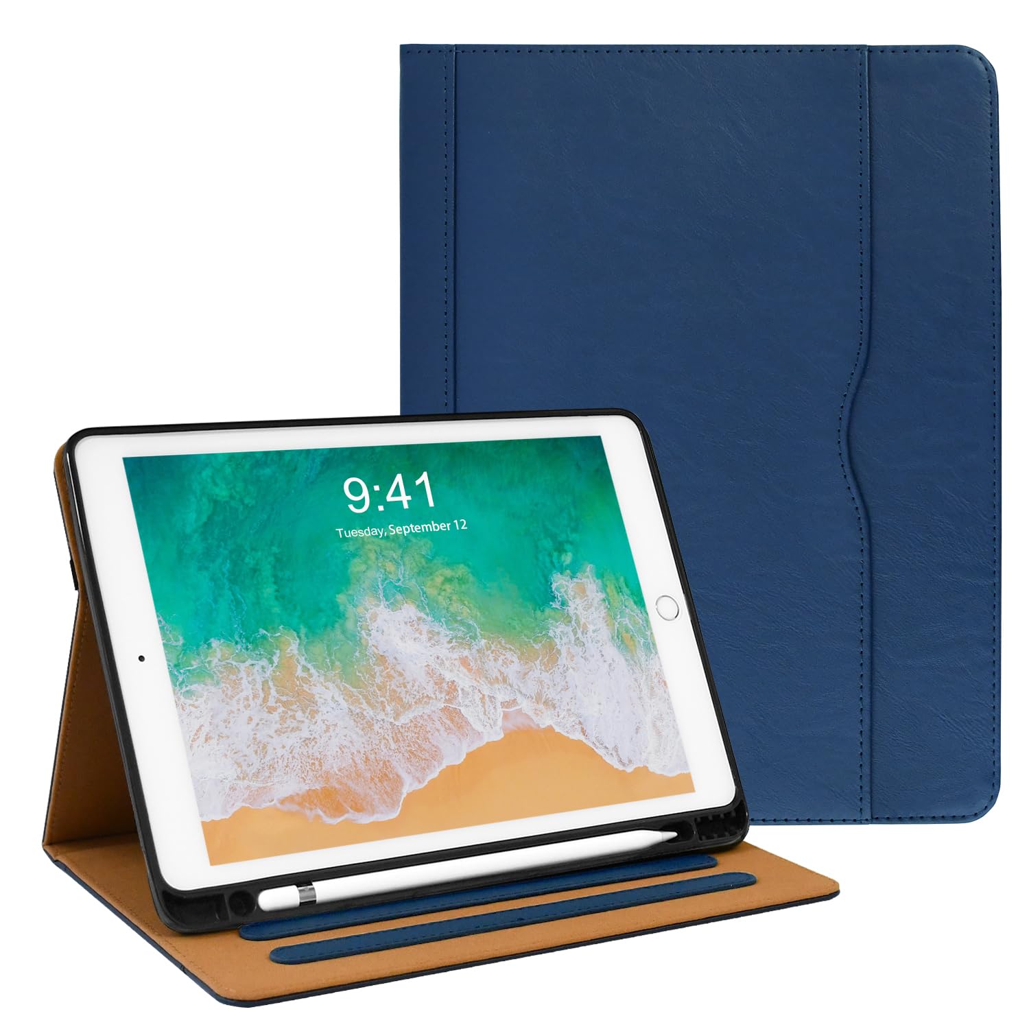 Zonefoker for iPad 6th 5th Generation Cases 2018/2017, iPad Air 2 Case 2014, iPad Air 2013, iPad Pro 9.7 inch Case 2016 with Pencil Holder, Leather
