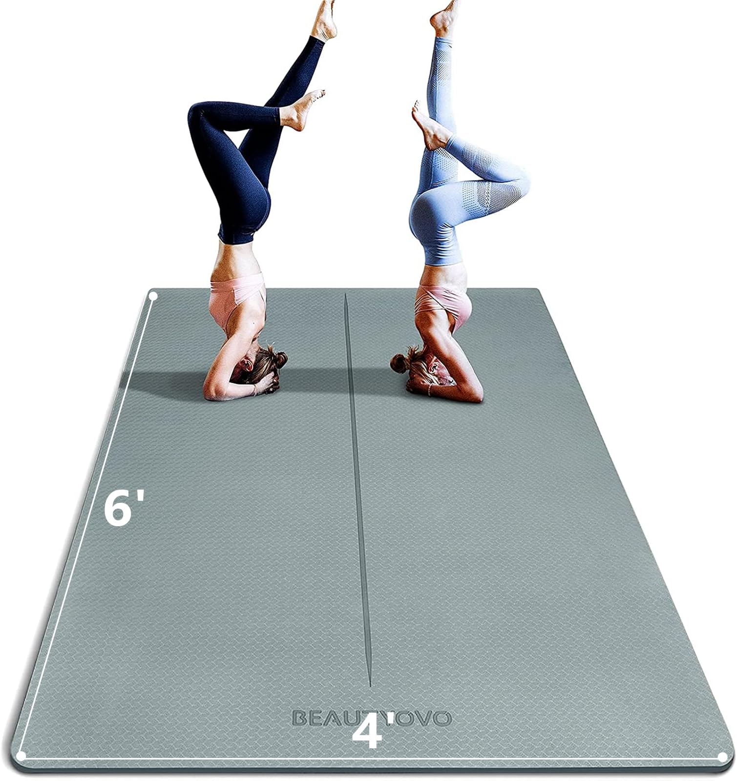 6' x 4' Large 1/3 Inch Extra Thick Double-Sided Non Slip Professional TPE Yoga Mats for Women Men, 24 Sq.Ft Exercise Mat for Yoga, Pilates and Home Workout