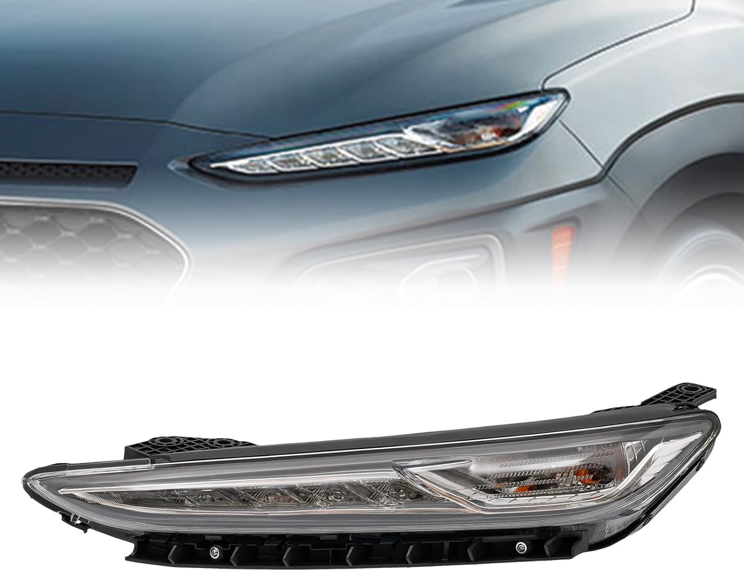 LED Daytime Running Lights for 2018 2019 2020 2021 Hyundai Kona DRL Left + Right, HY2563109C, HY2562109C,92208J9010, 92207J9010 (Left Driver Side)