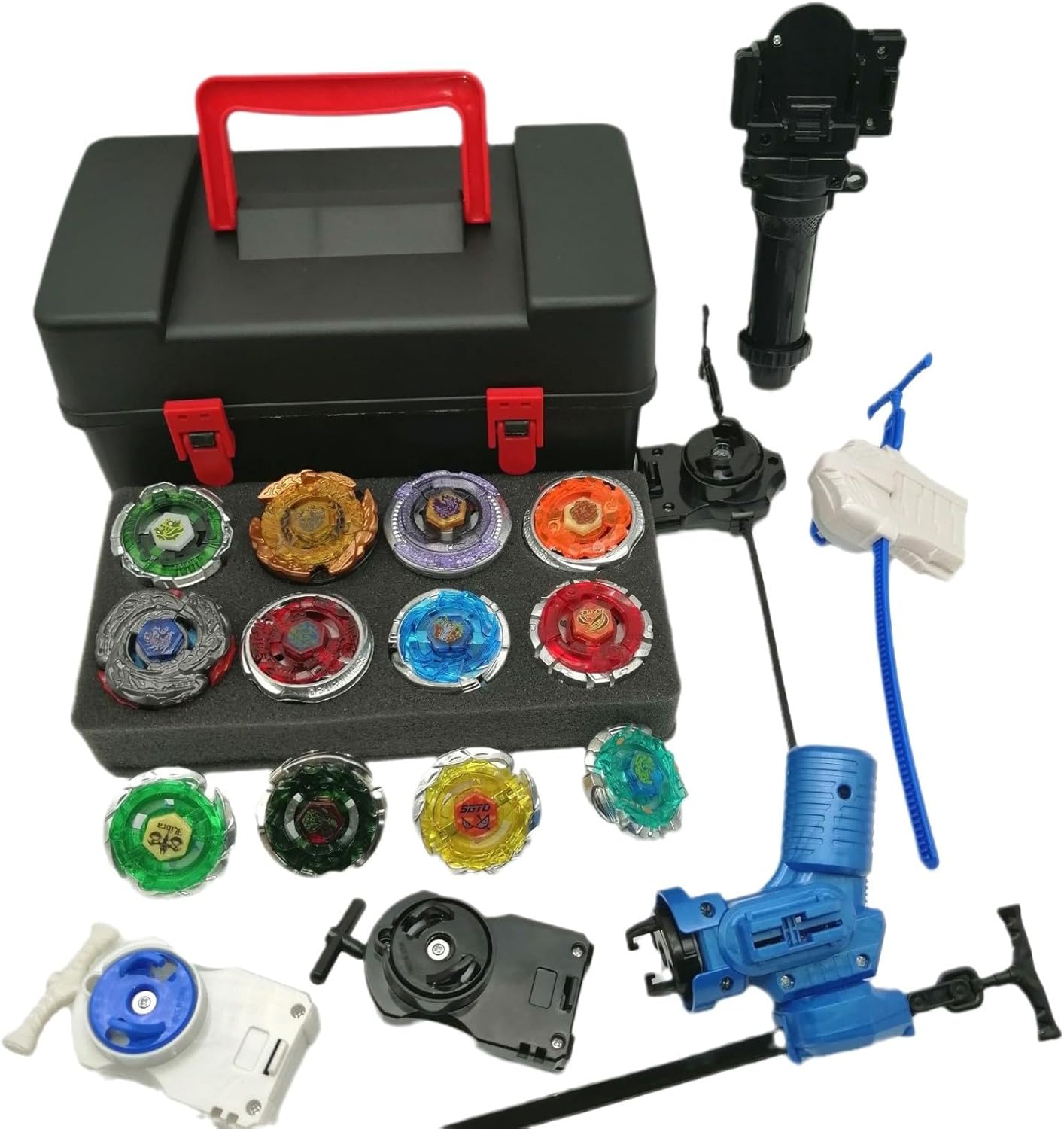 Battle Top Game Metal Fusion 4D Series Spinning top Set 12 Gyros 5 Launchers with Storage Box Gift for Kids Boys