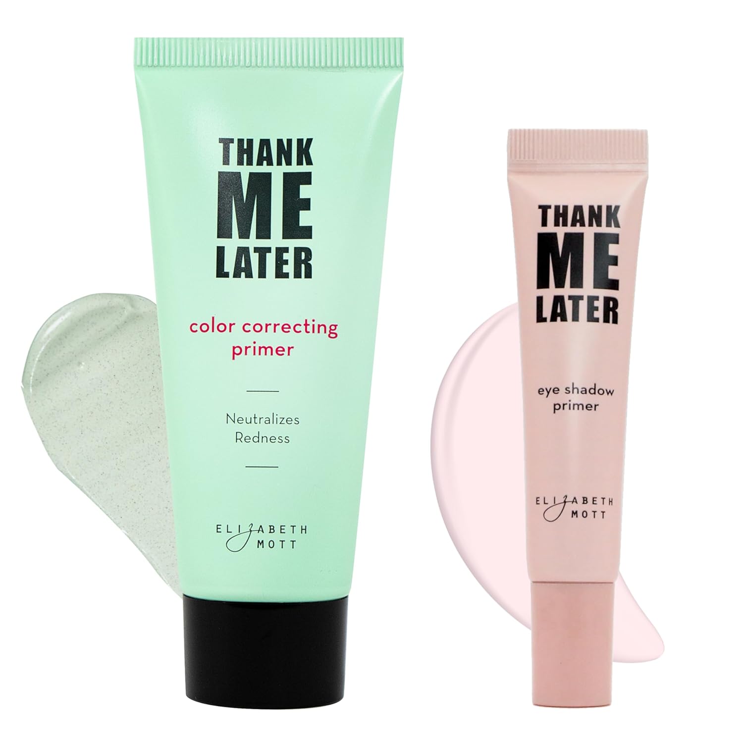 Elizabeth Mott - Thank Me Later Color Correcting Face Primer (30g) and Thank Me Later Eye Primer (10g) - Cruelty Free - (2-Pack Bundle)