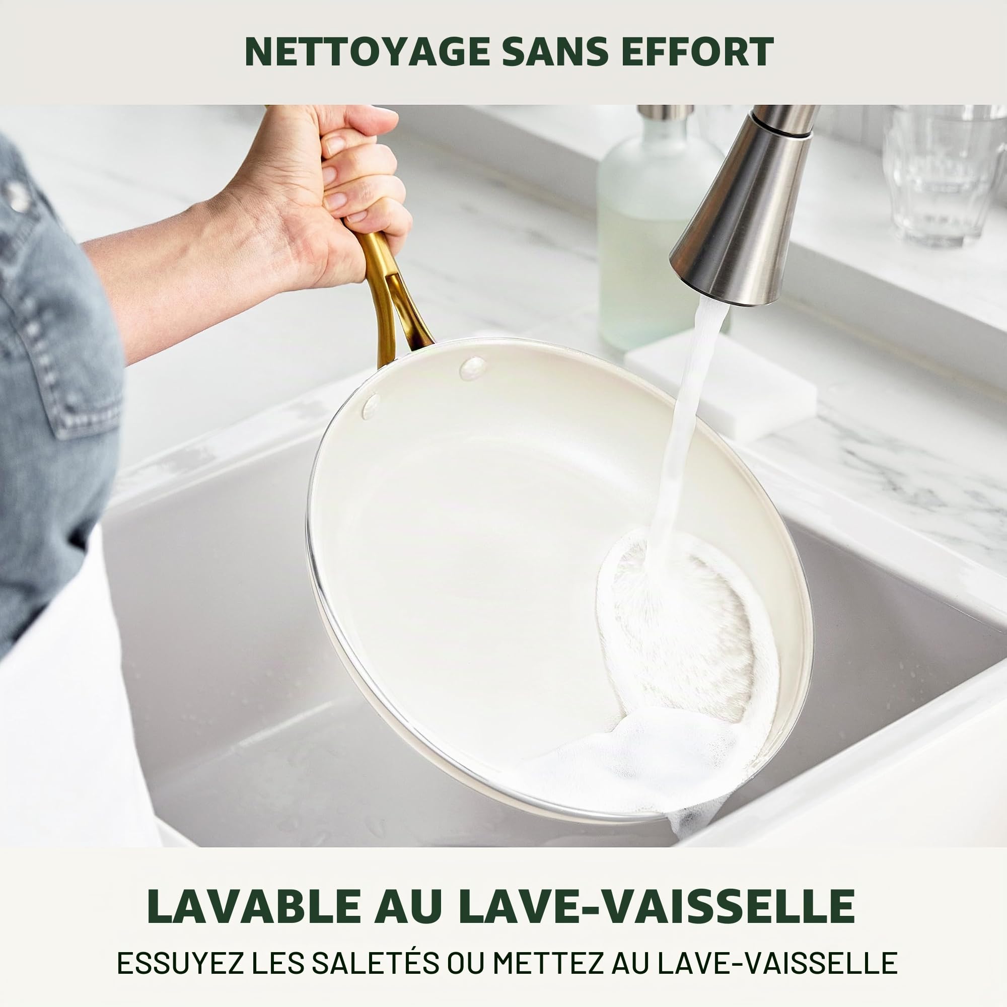 GreenPan Batterie de cuisine Swift antiadhésive de 12 pièces, casseroles et poêles en céramique sans PFAS avec couvercles, passe au lave-vaisselle et au four/gril jusqu'à 600 °C, ensemble de cuisine