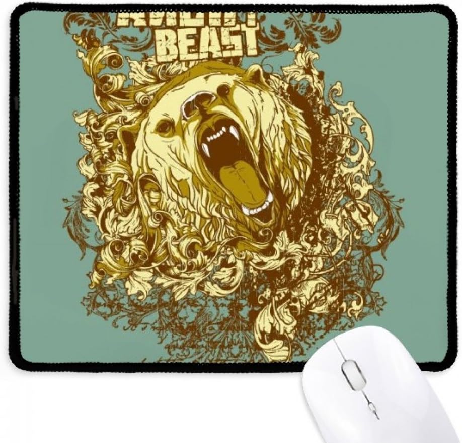 Graffiti Street Yellow Bear Angry Pattern Mousepad Stitched Edge Mat Rubber Gaming Pad