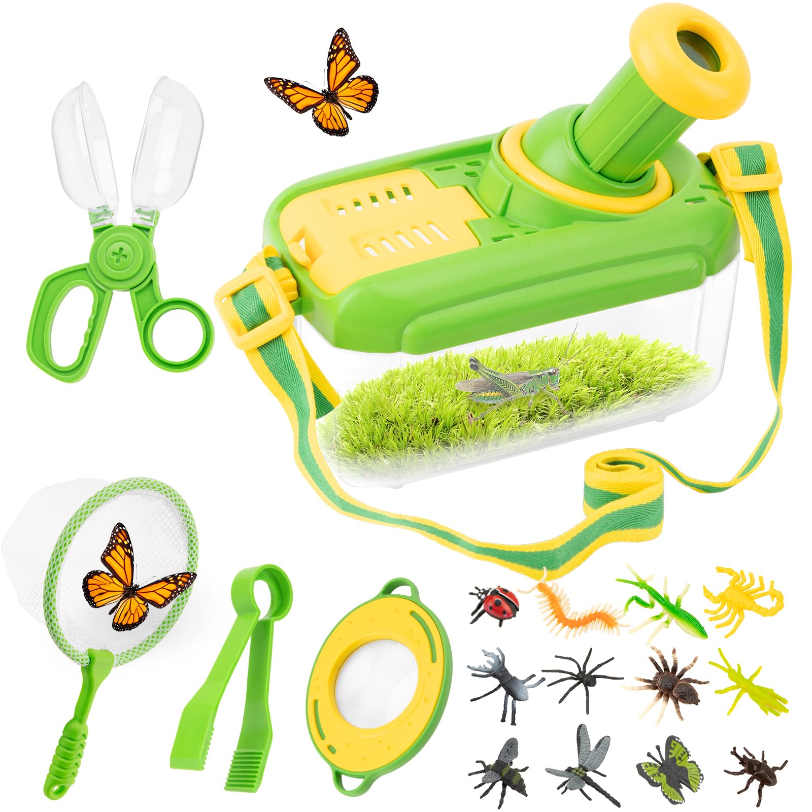 Funsland Bug Hunting Kits for Children - 5 Pcs Kids Bug Catching Kit with 12 Fake Insects, Outdoor Explorer Kit Toys for Toddlers, Christmas Educational Toys Gifts for Boys Girls 3 4 5 6 Years Old