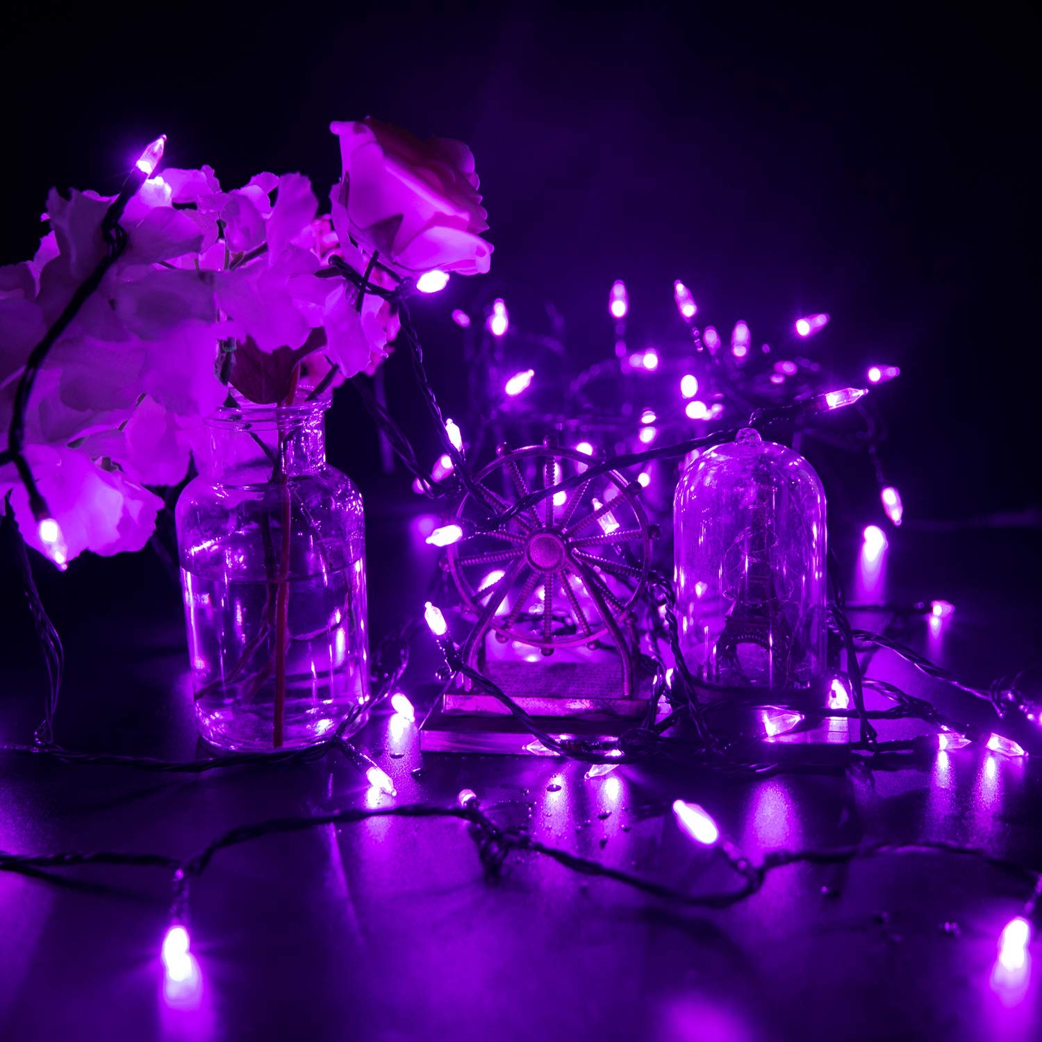 Guirnalda de luces de Halloween de 42 pies, 100 luces LED de Navidad con 8 modos de iluminación para Halloween, jardín, fiesta, Navidad, árbol de Navidad, decoración 2