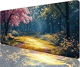 Alfombrilla Ratón Senderos Alfombrilla Escritorio 800x300x3mm Tapete Gaming xxl Árbol Tapete Escritorio Superficie Impermeable,Diseño Costura Doble Acabado Suave Duradero Decoraciones Navideñas N1-999