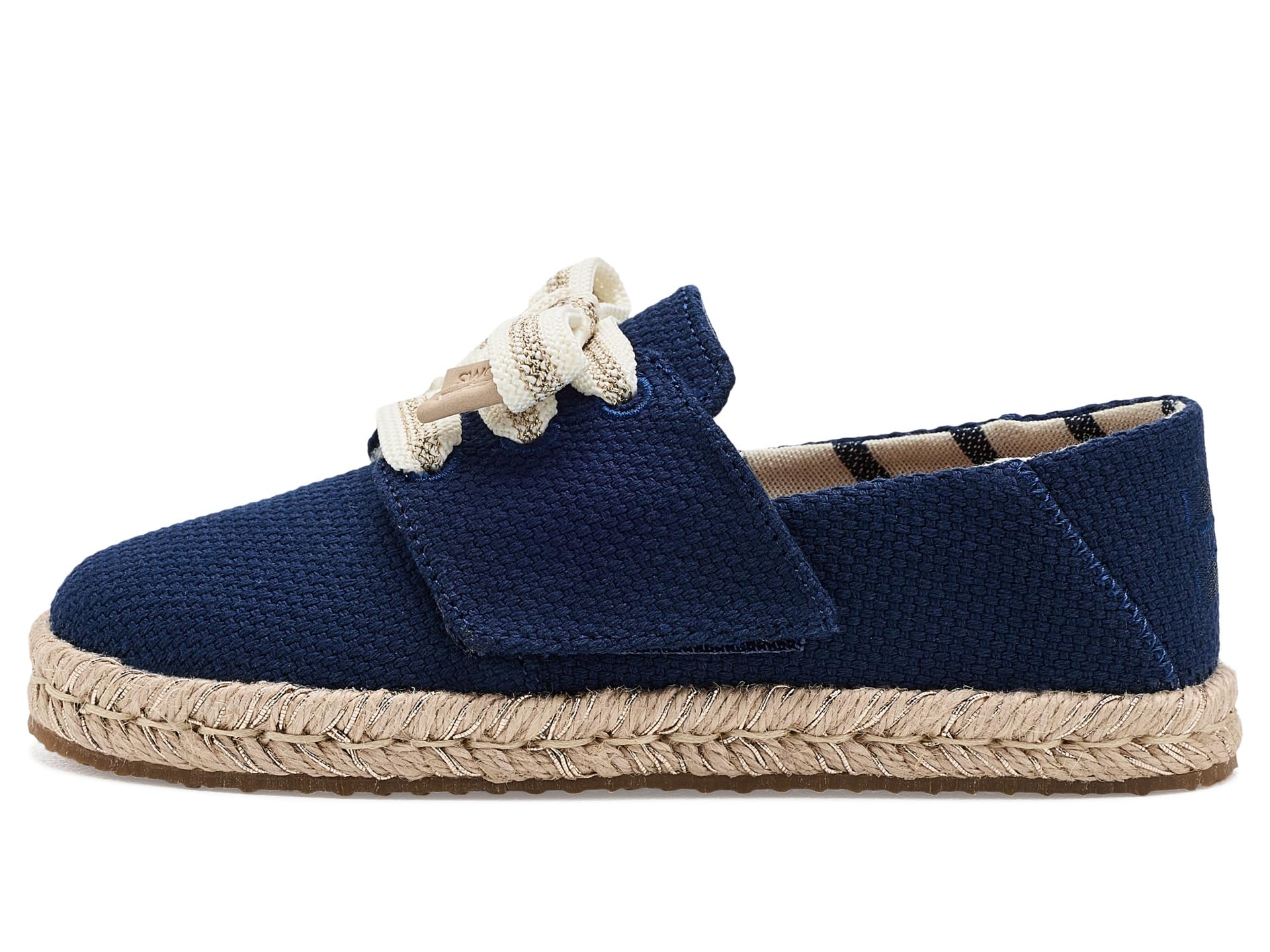 TOMS Alpargata Carolina con Cordones para niña, Tejido Azul Marino, Talla 3