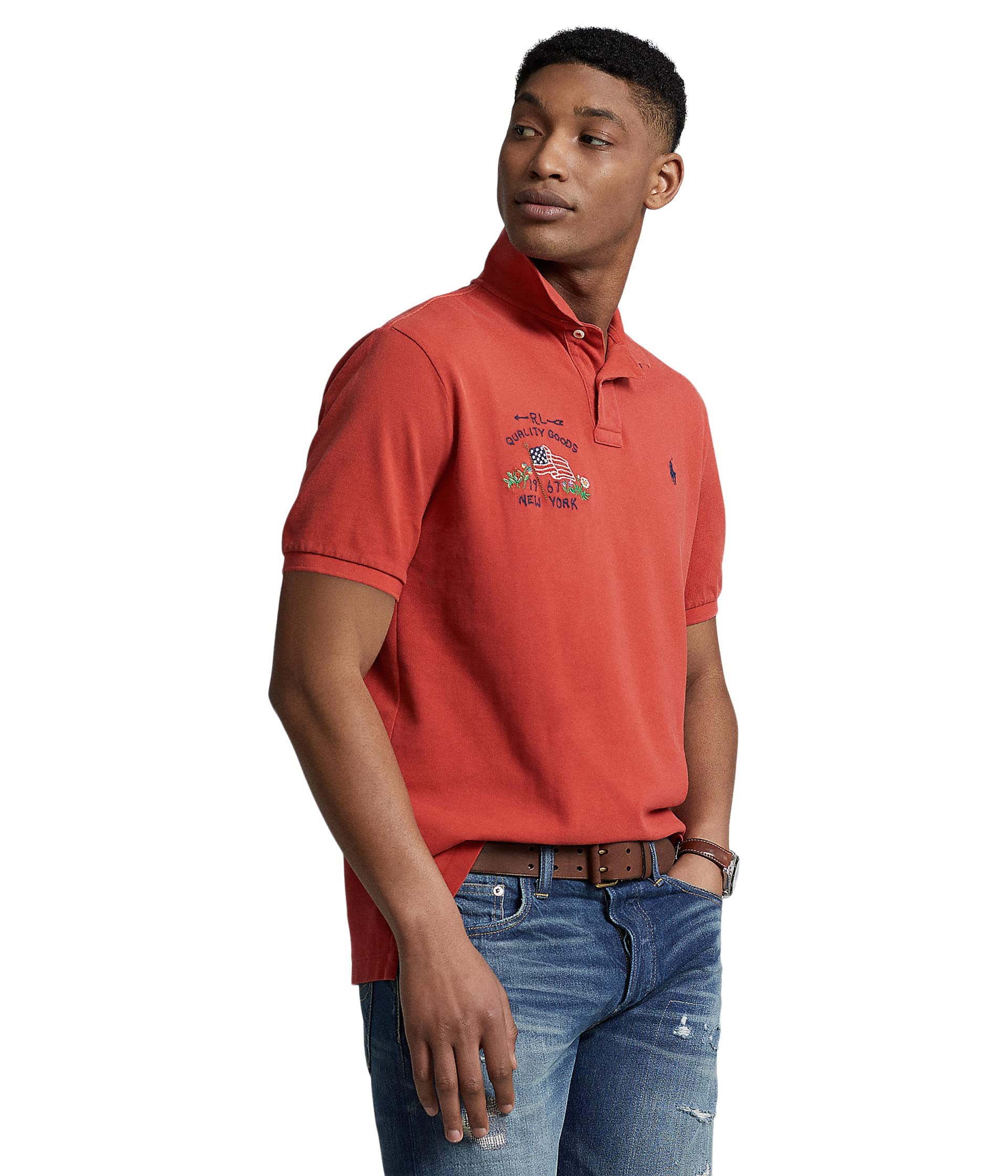 Men's Classic Fit Flag Mesh Polo Shirt