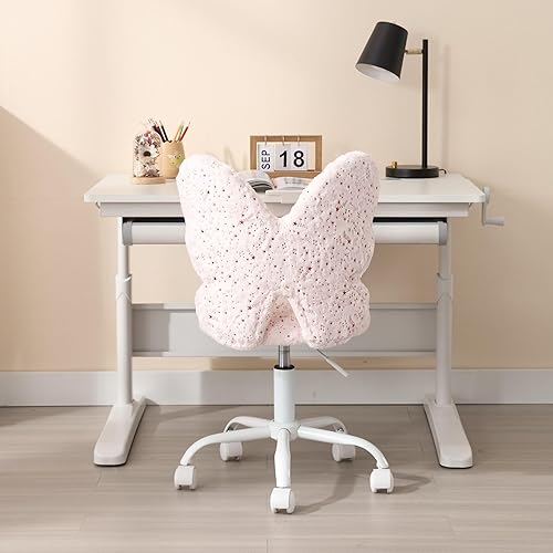 Miniatura 9 de DM Furniture Linda silla mullida para niños, cómoda silla de escritorio de estudio, silla de trabajo para computadora, silla giratoria de piel