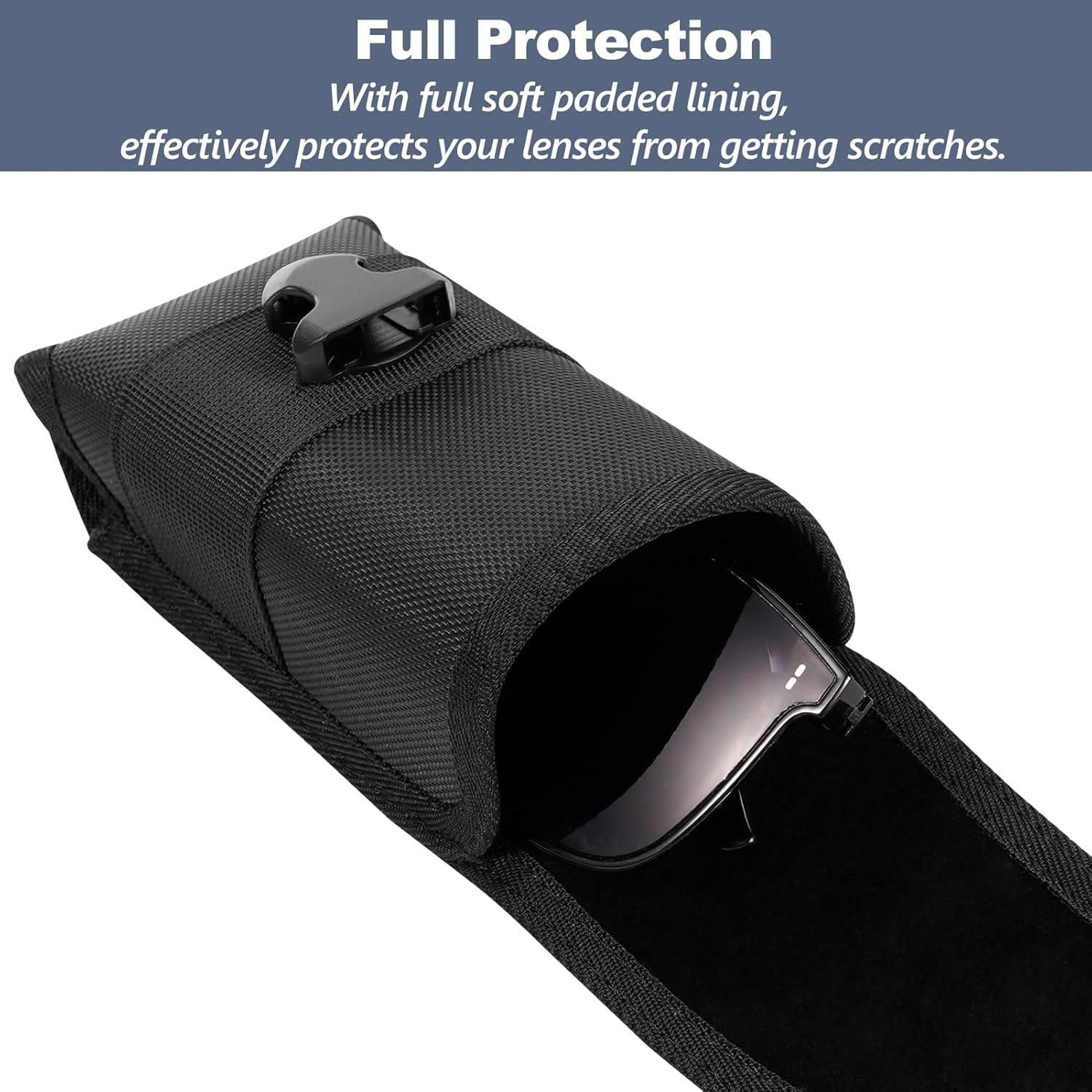 KENOBE Tactical Molle Eyeglasses Case with Buckle, Hard Shell Shockproof Portable Nylon Protective Sunglasses Box Sports Eyeglass Outdoor Storage Box with Hook - Image 3