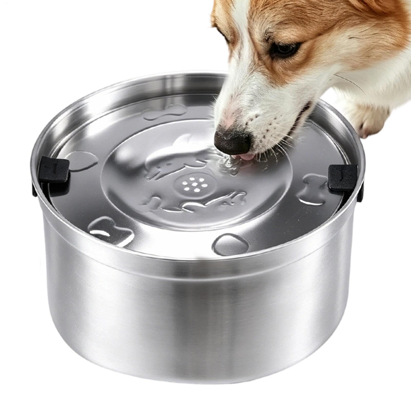 Cuenco Antiderrame para Perros con Disco Flotante Y Plato De Acero | Bebedero Antisalpicaduras y Antideslizante para Perros para Viajes, Coche, Exterior, Suelo, Caseta y Jaul