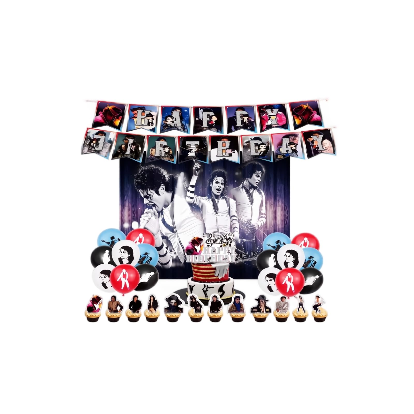 Michael Birthday Party Decoration Set King of Pop Party Supplies Pack 03