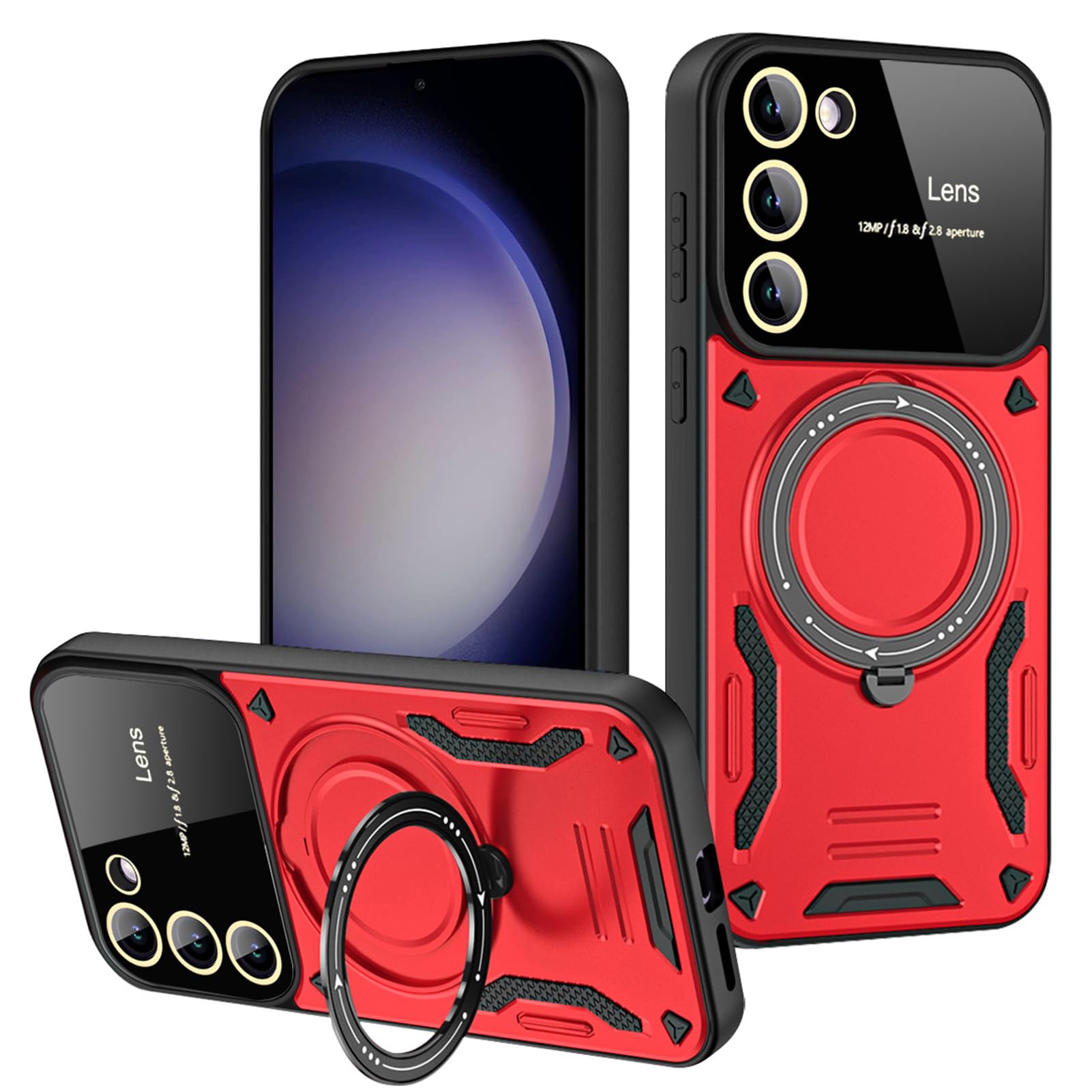 Amazon.com: HAZARA Case for Samsung Galaxy S23 Ultra /S23 Plus/S23,  Magnetic Ring Case Military Drop Protection Wireless Charging Cover,Red,S23  Plus : Cell Phones & Accessories