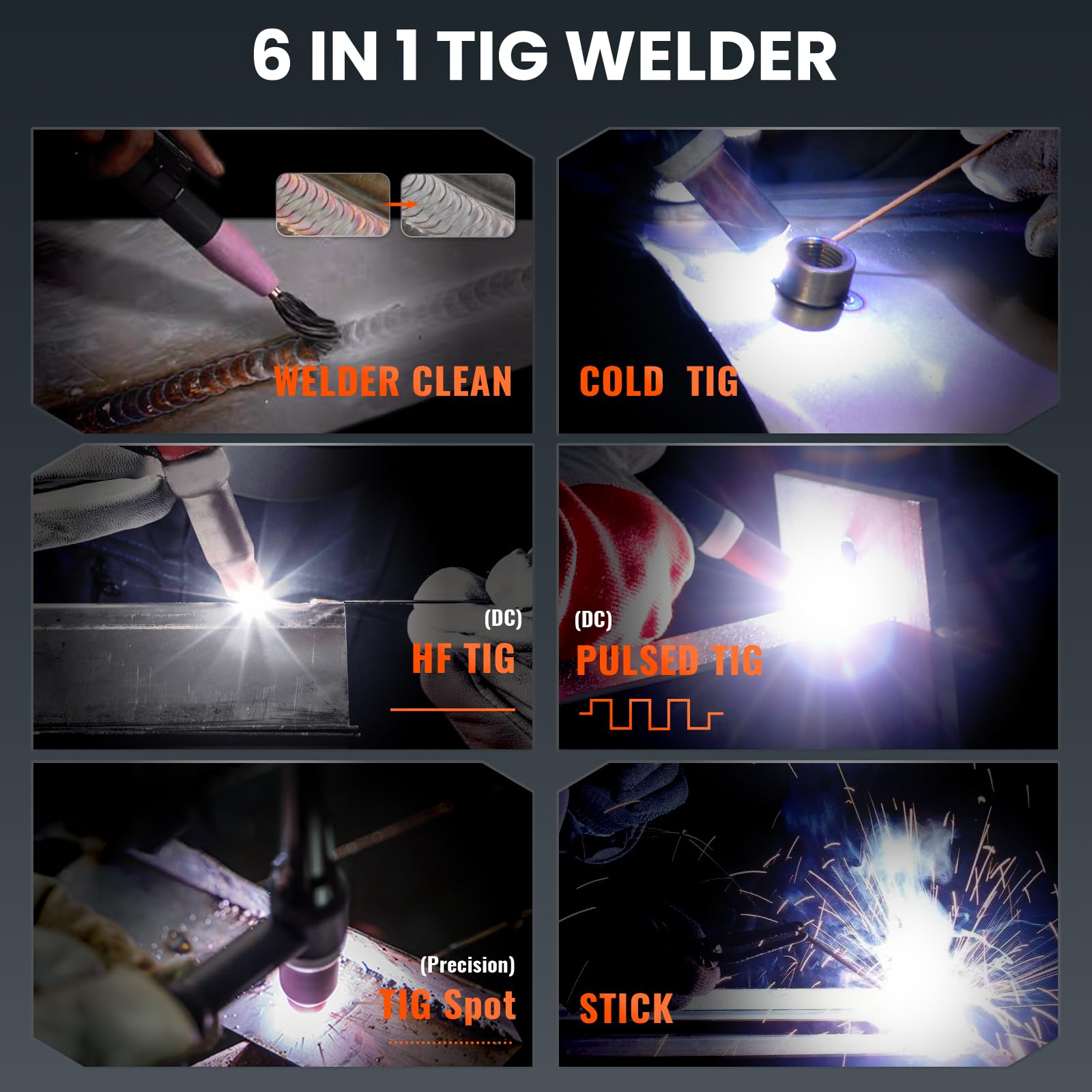 HITBOX TIG200PRO Spawarka WIG 200A 230V 6 w 1 – Cyfrowa Spawarka Inwerterowa z HF Start, MMA/TIG/Puls/2T/4T, Czyszczenie Punktowe, z Pedałem Nożnym i Kaskiem Spawalniczym(TIG200PRO)
