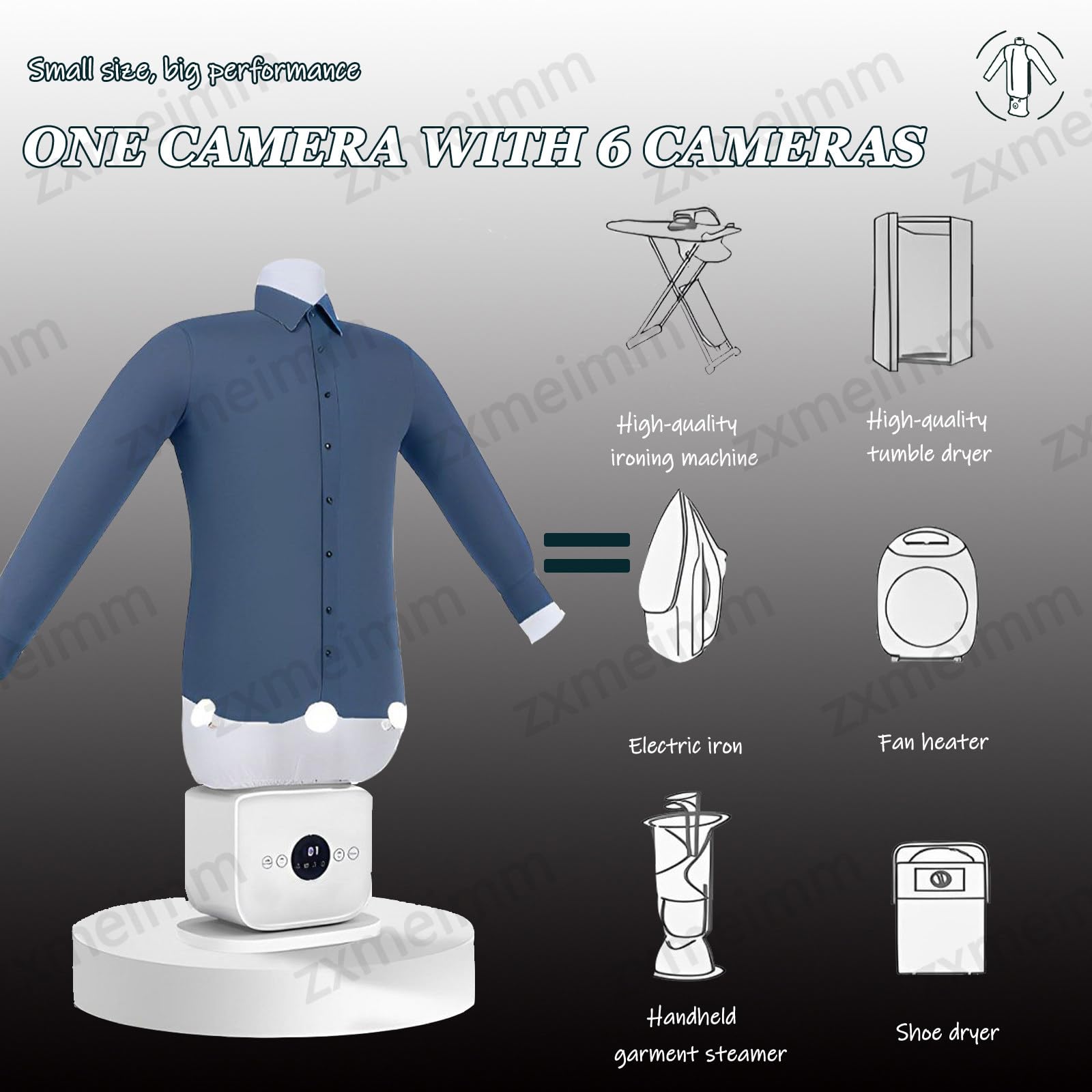Automatyczna maszyna do prasowania,żelazko parowe do koszul i spodni, przenośna suszarka na gorące powietrze i żelazko, szybkie prasowanie w 8 minut,regulowana temperatura i czas