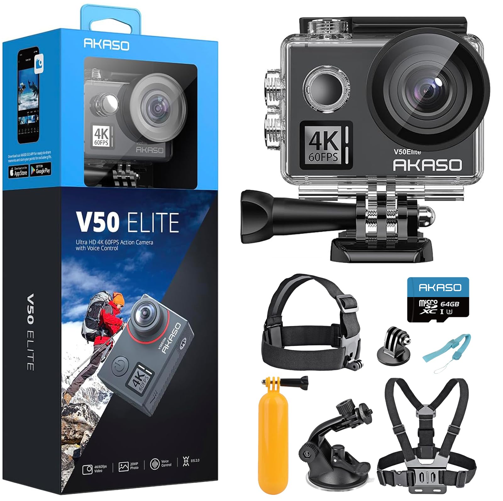 Amazon.com : AKASO V50X 4K30FPS 20MP WiFi Action Camera and 7 in 1