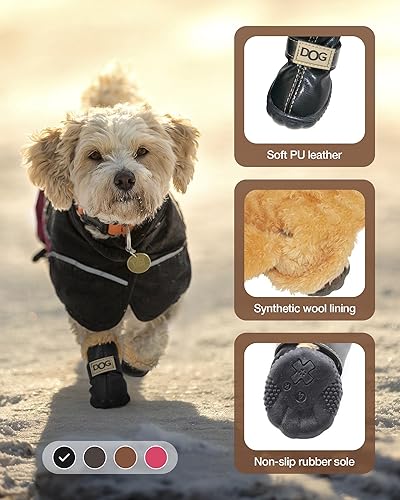 Miniatura 9 de WINSOON Botas de nieve para perros para invierno, cubiertas protectoras de patas y botines para perros, zapatos para perros pequeños y medianos,