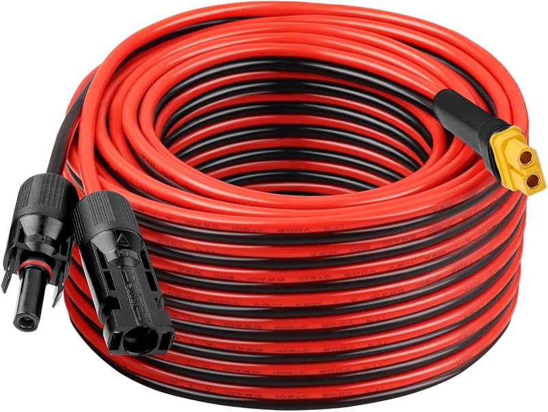 10AWG 50FT XT60 Solar Extension Cable 2 3 6 10 15 20 25 35 40 50 75 100FT XT60 Solar Extension Connector Adapter Thicker Cable Female to Male for Portable Power Station Solar Panel RC LiFePO4 Battery