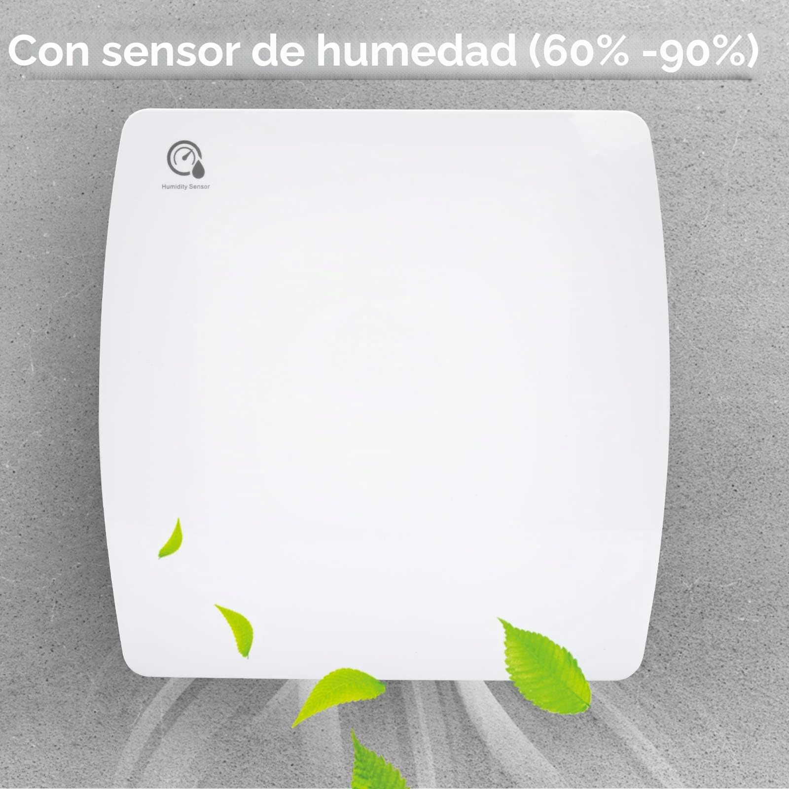 Ventilador Extractor de Baño 150 mm con sensor de humedad, con temporizador Ventilador de pared Cocina WC Baño