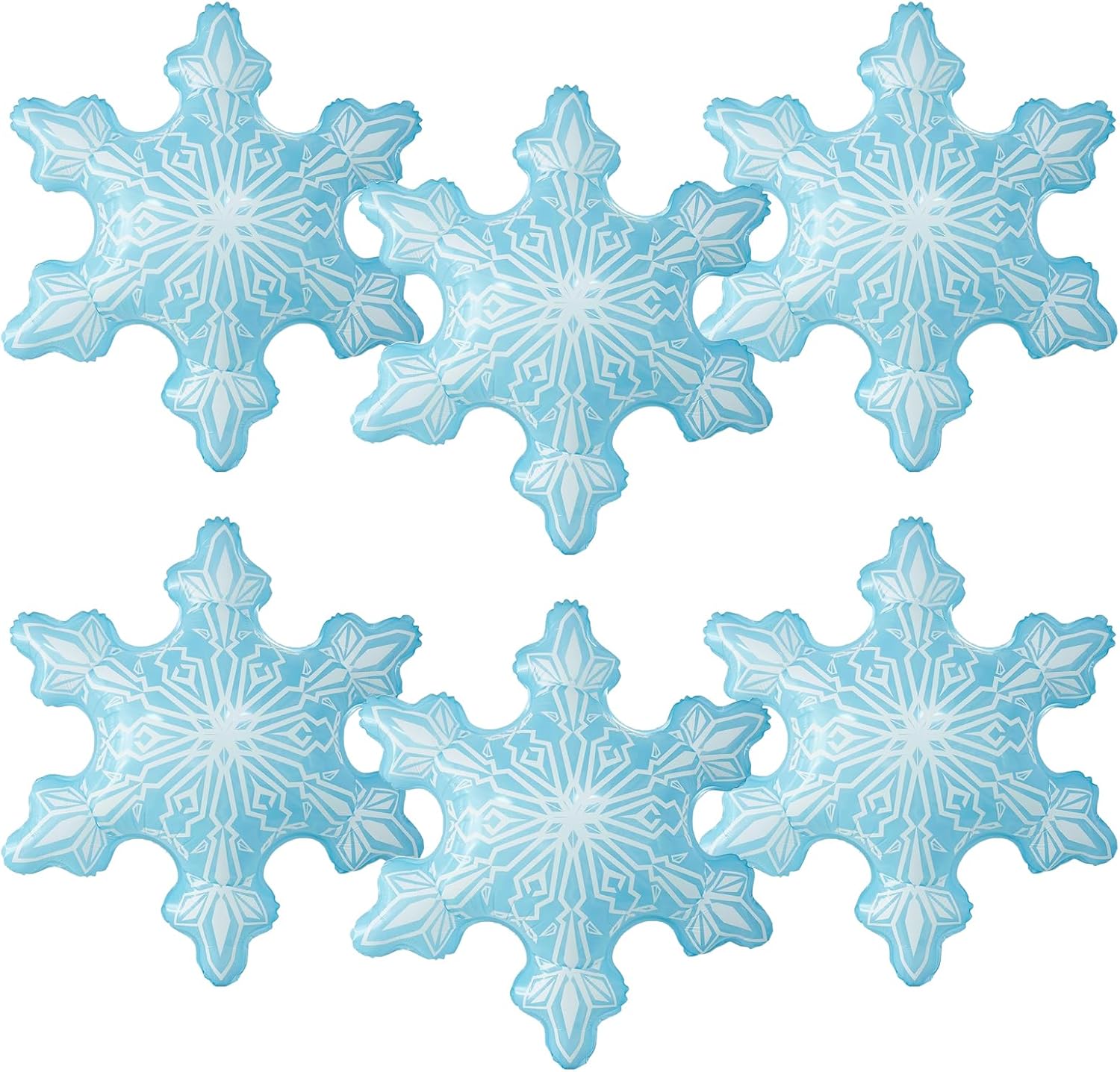 6 Pcs Blue Snowflake Balloons Large 36inch Foil Mylar Balloons for Winter Christmas New Year Ice Snow Wonderland Frozen Themed Birthday Wedding Party Decorations