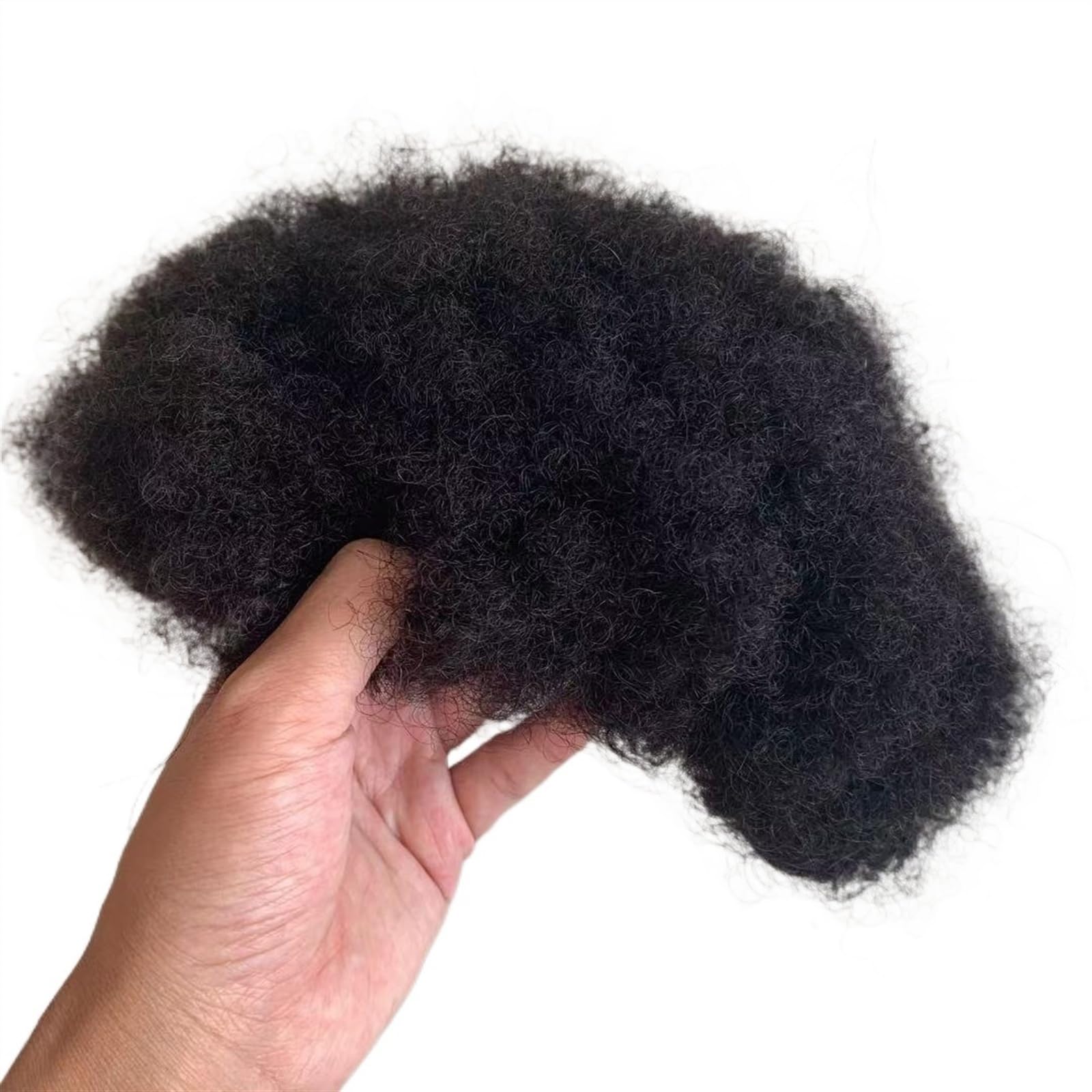 Tupecik męski Peruka męska pełna cienka skóra 0,04-0,06mm PU podstawa peruka z ludzkich włosów 4mm Afro kręcone włosy indyjskie Remy System treska naturalny kolor Treski(Natural Black 120%,7x9)
