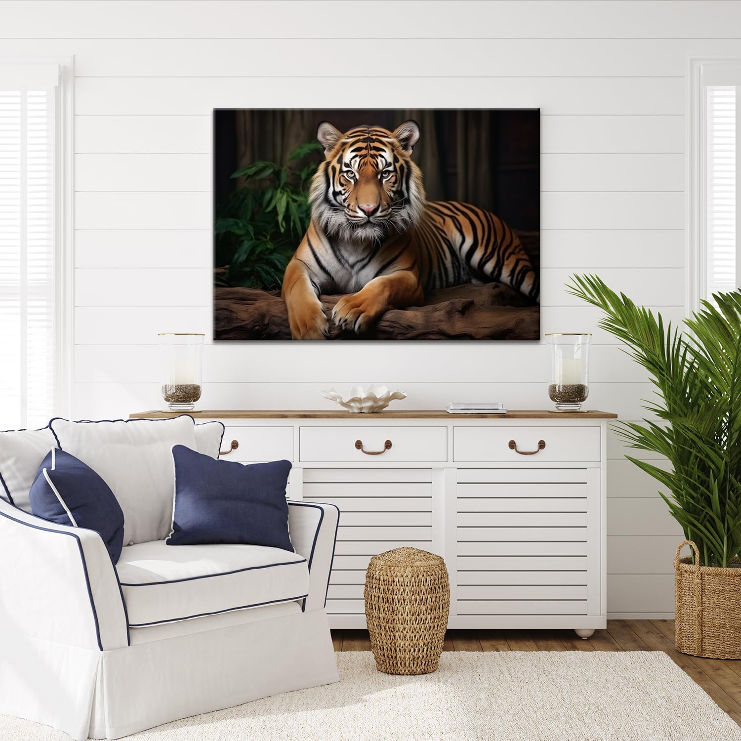 Tiger Wall Art Wild Animal Canvas Wall Art Tiger Pictures for Wall Painting Print on Canvas Framed Contemporary Art Poster for Men Boy Bedroom Home Decor,Ready to Hang