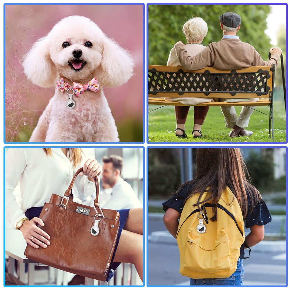 AXFEE Llavero para AirTag Cuero, Llaveros AirTag Funda Protectora con Película Protectora, Llavero Portátil Impermeable, Localizador para Llaves, Mascotas y Mochilas(Blanco) — view 9