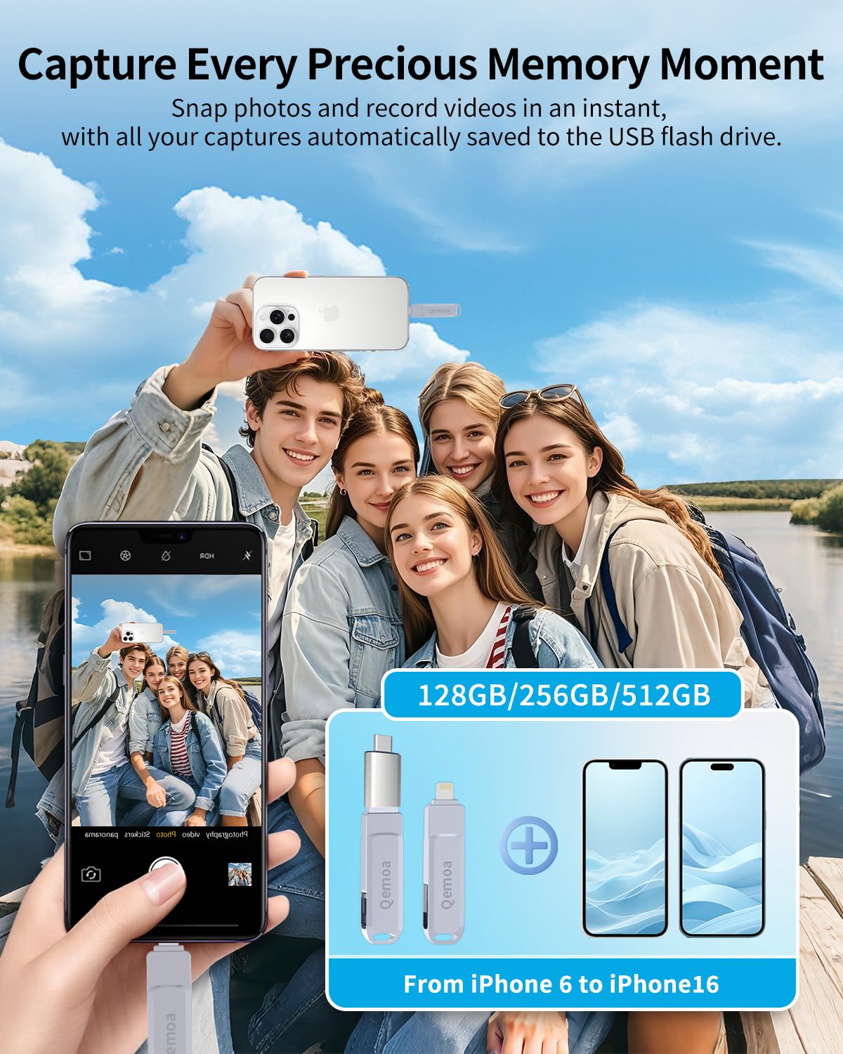 MFi Certified 512GB Flash Drive Photo Stick for iPhone, External Memory Photo Keeper Storage for Data Saver/Backup/Transfer Files/Picture/Video/iPhone/iPad/iOS/Android/PC (Gray)Available Space: ~484GB