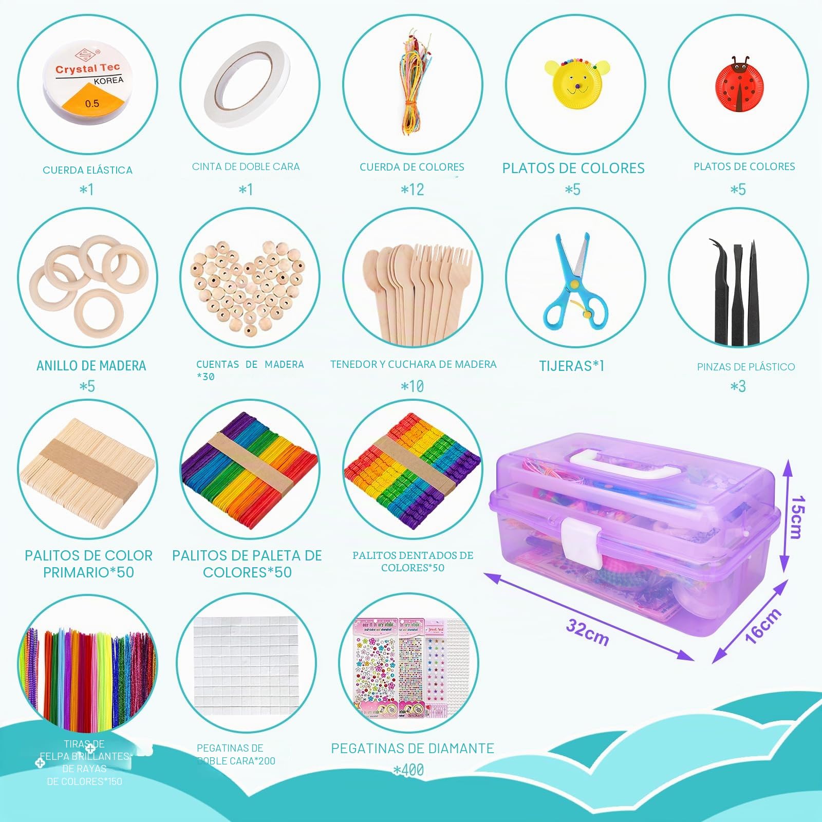 TAVADA Kit Manualidades Niños,3000+PCS DIY Creativo Kit Manualidades Material DIY Arts Crafts,Juegos de Manualidades con Pompoms,Palos para Manualidades,Papel de Colores