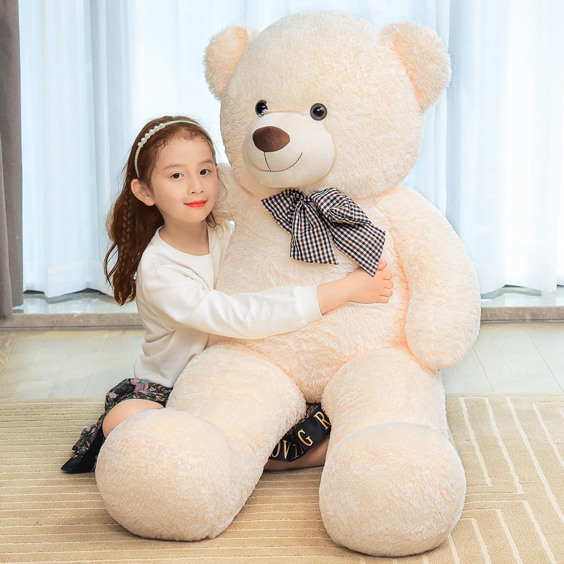 Giant Teddy Bear Stuffed Animals Plush Toy Life Size Big White Teddy Bear for Kids Girlfriend, Soft Stuffed Bear Animals for Birthday Valentine's Day Anniversary Christmas(120cm/47.2inch, White) - Image 7