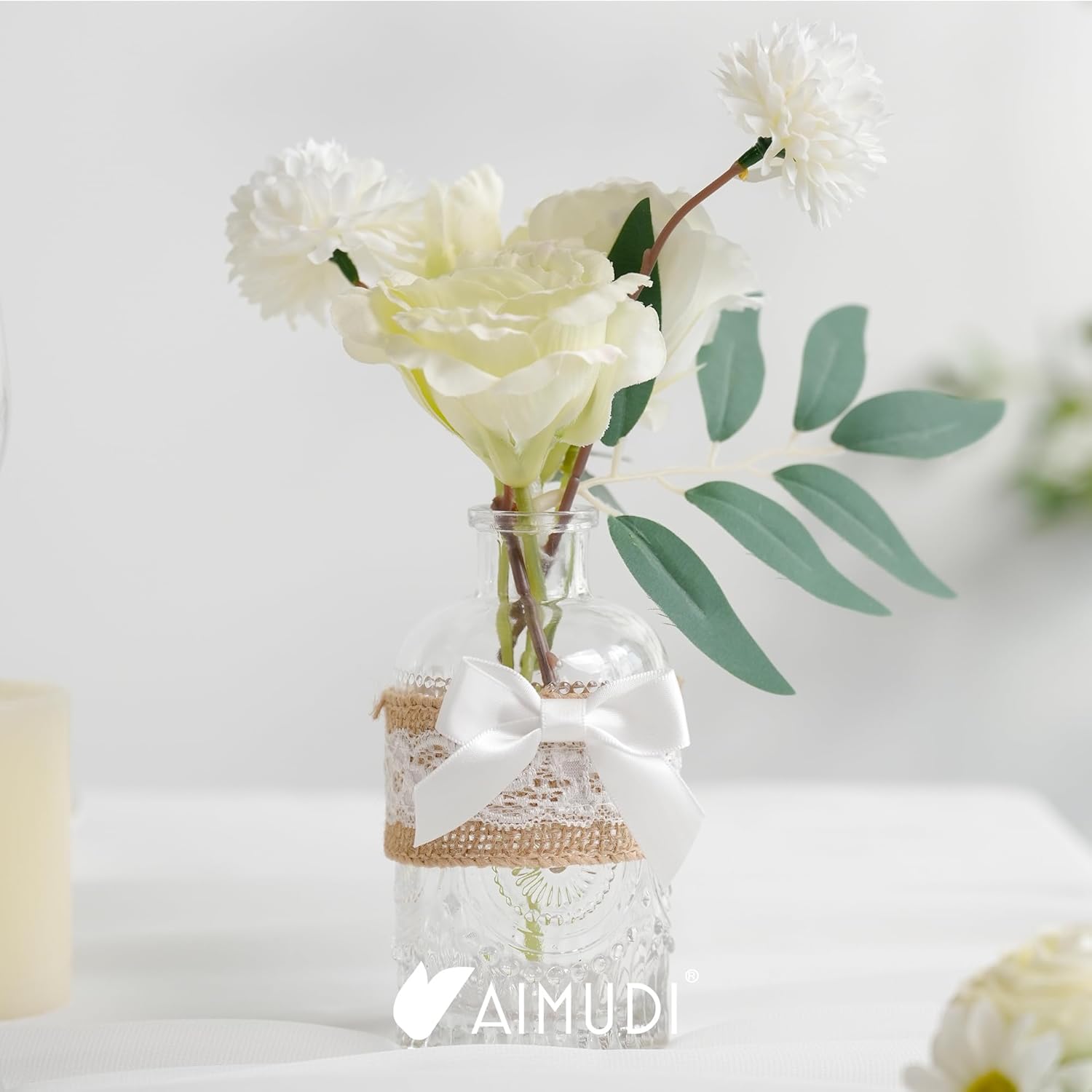 AIMUDI White Satin Ribbon Bows 2" Self Adhesive Satin Bows for Gift Wrapping Premade Ribbon Bows with Double-Sided Tape for Making Crafts Baby Shower Birthday Party Wedding Decorations, 50 PCs - Image 3