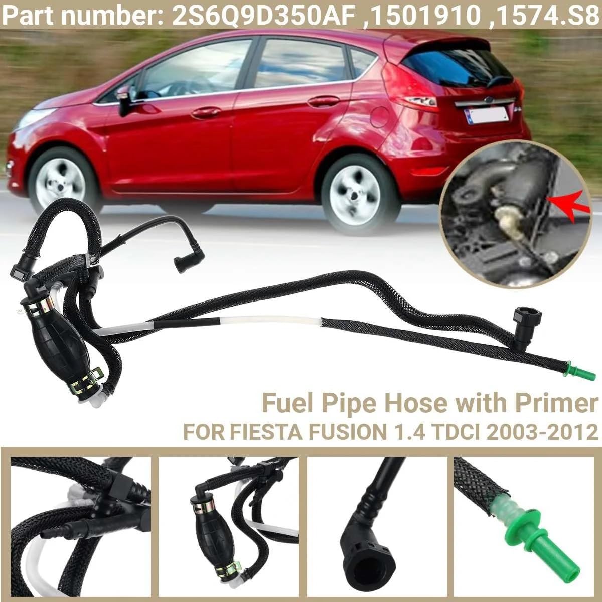Tubo carburante Tubo ritorno olio Tubo carburante con primer, for Ford, Fiesta, Fusion 1.4 Tdci 03-12 2S6Q9D350AF 1501910 1574.S8 Tubo di ritorno del carburante del motore