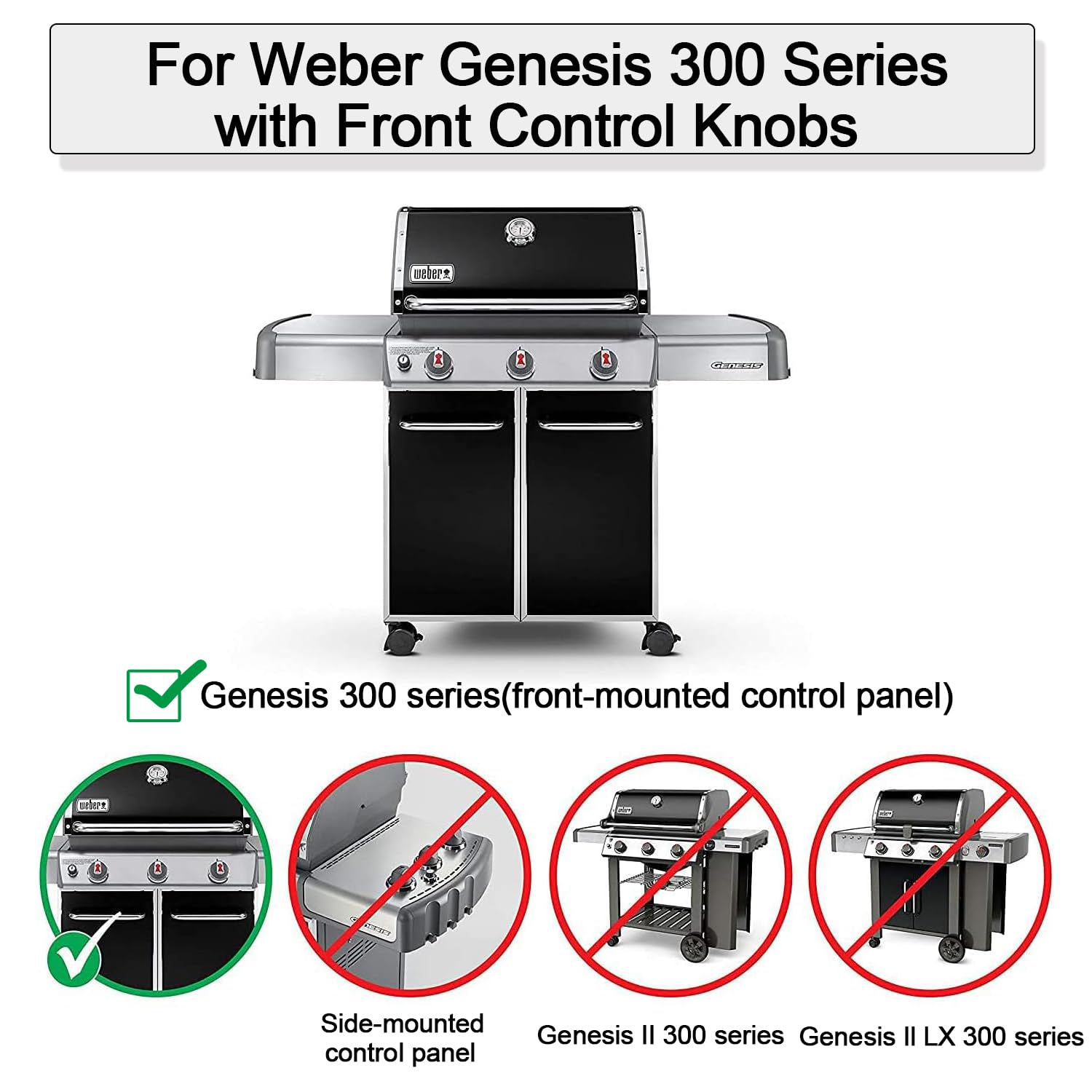 Reflector de calor 7620 y barra de sabor de 44,5 cm para Weber Genesis 300 Series, cubierta de quemador para Weber Genesis E/S/EP 310 320 330 con botones frontales delanteros, deflector de calor de