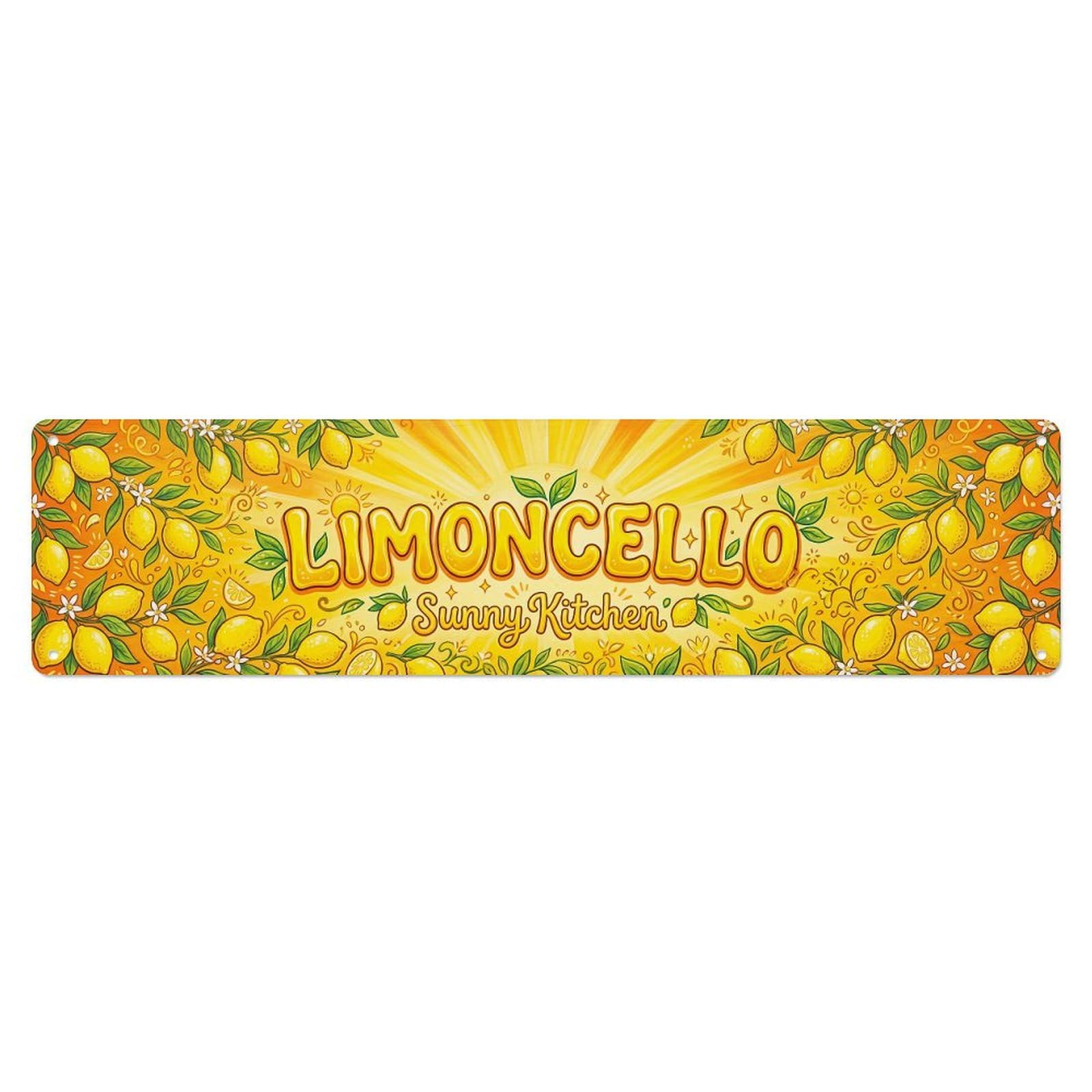 Vintage Limoncello Sunny Lemon Kitchen Metal Tin Sign Plaque Wall Decor for Cafe, Club, Garden Metal Poster 4x16Inch
