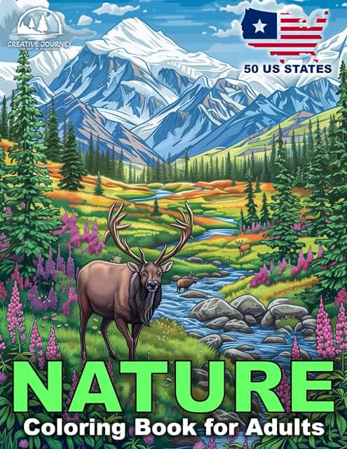 Nature Coloring Book For Adults Creative Journey image