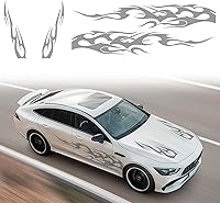 Vista 8 de RUIANTE 4 calcomanías universales de vinilo con diseño de rayas laterales para automóvil, diseño de llama, para automóvil, SUV, sedán (rosa)