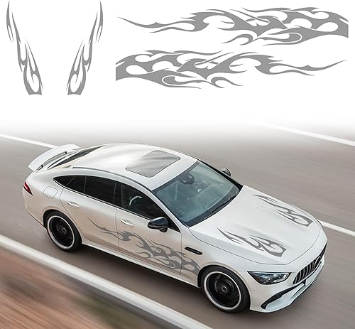 Miniatura 8 de RUIANTE 4 calcomanías universales de vinilo con diseño de rayas laterales para automóvil, diseño de llama, para automóvil, SUV, sedán (rosa)