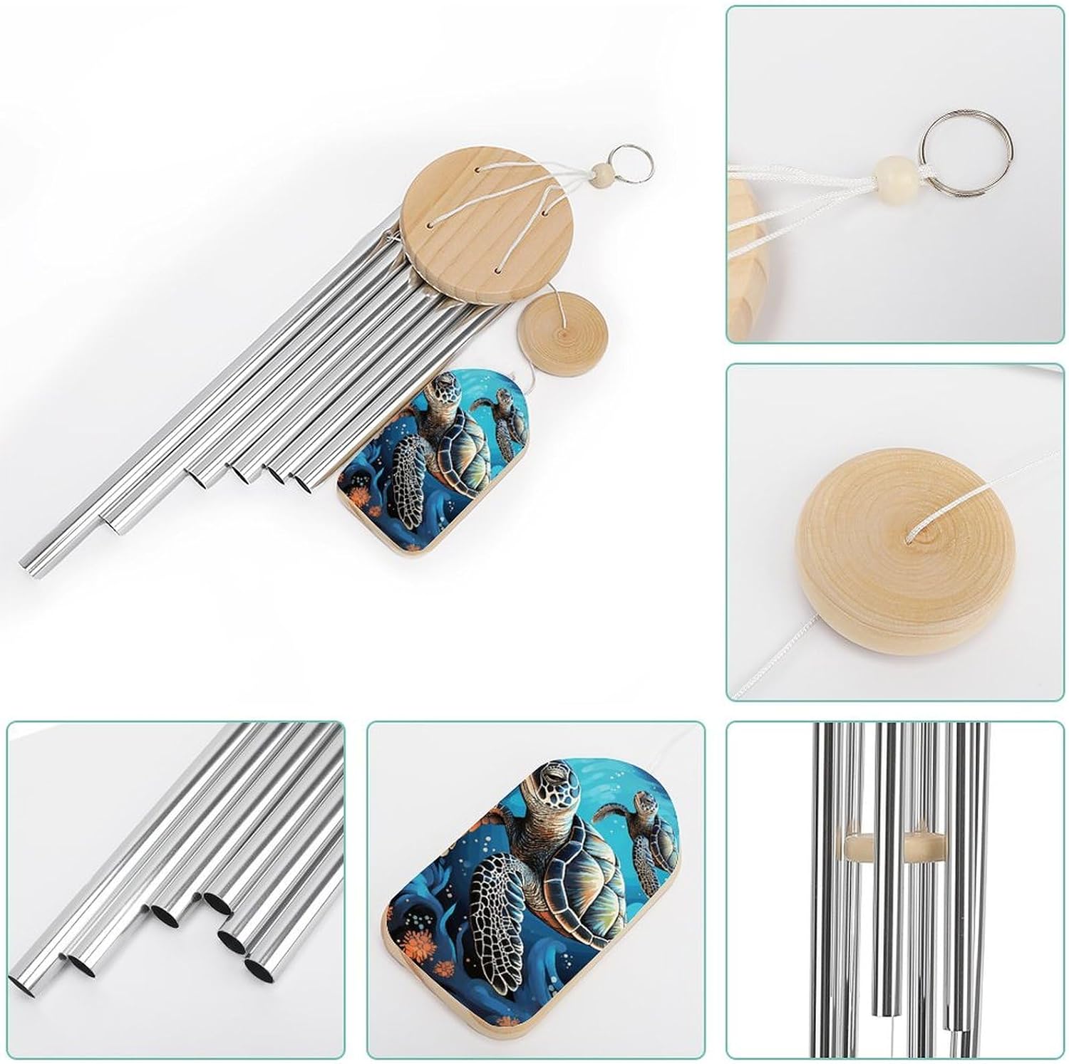 Outdoor Wind Chimes, Sea Turtle Boho Style Printed Wind Chimes,Simple Wind Chimes,Curtain Wind Chimes for Home Decoration
