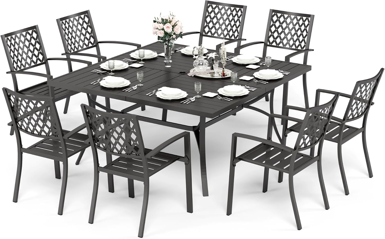 Amazon.com: HERA'S HOUSE Patio Dining Set 9 Pieces, Outdoor Table and ...